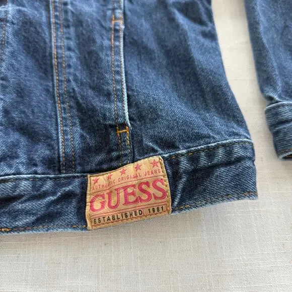 Vintage 90s Guess denim jacket youth size 7 100% cotton jean jacket - Picture 5 of 7
